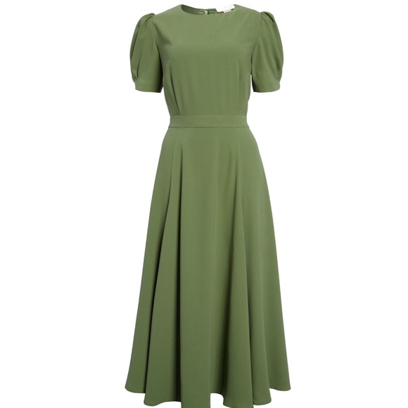 Rachel Parcell Puff Sleeve Crepe Midi 